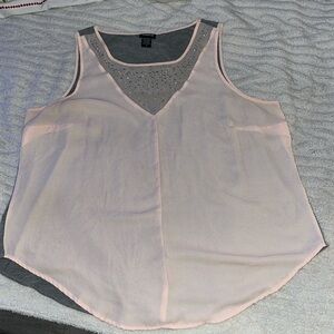 EUC Torrid Sheer Front Cream Gray Top
